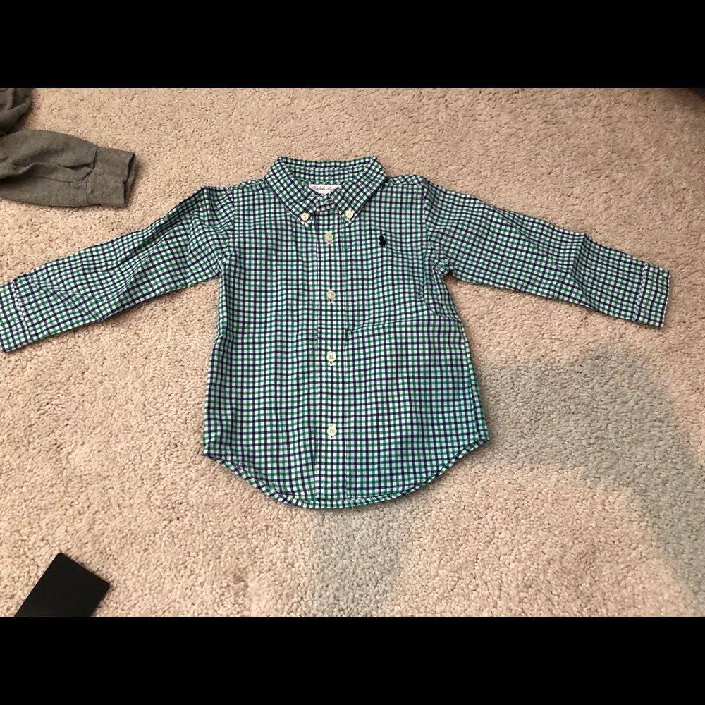 Ralph Lauren - 9 month - navy/green button down
